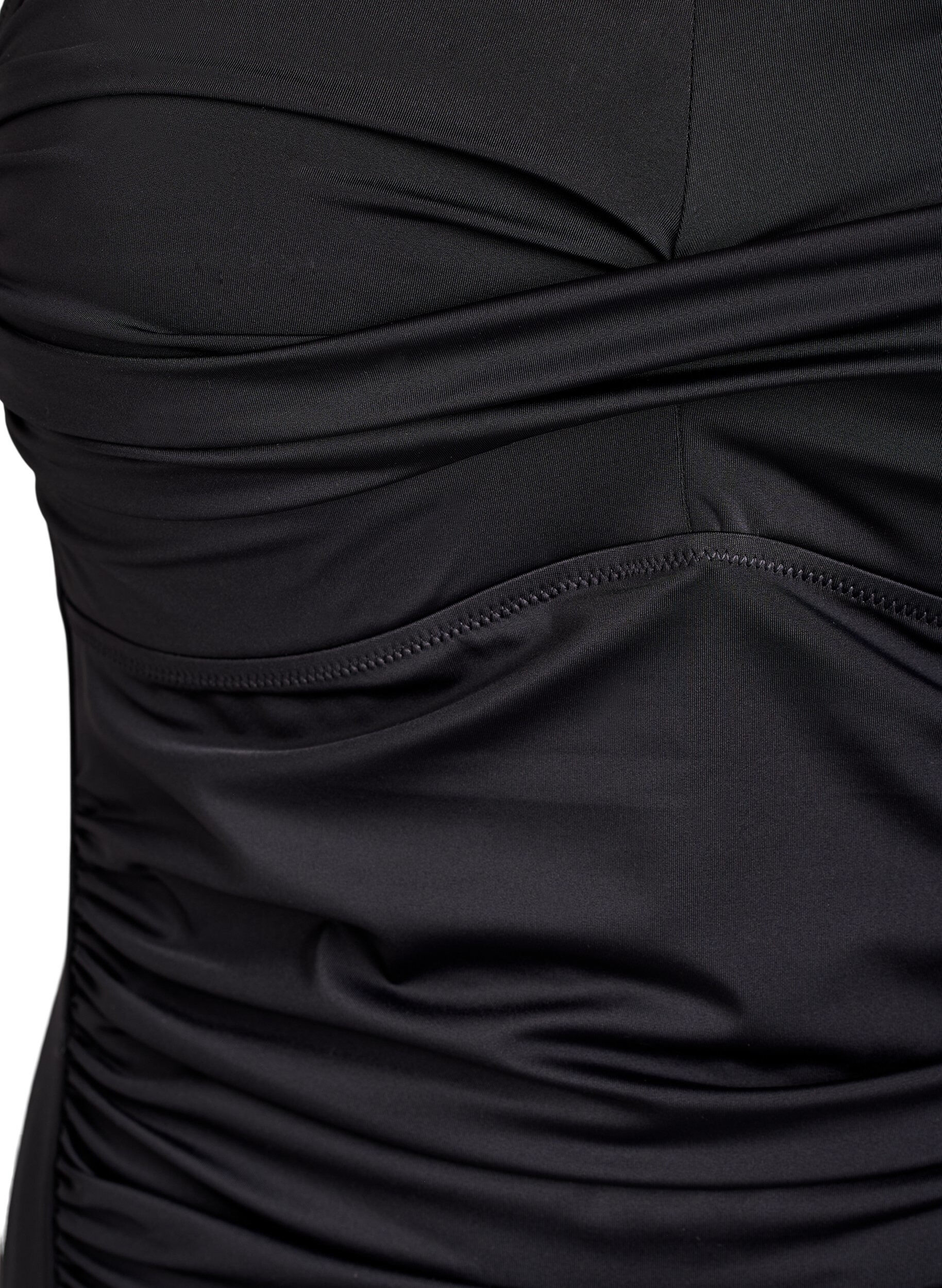 ZizziStraploze badpak met drapering en gewatteerde cups, Zwart, Packshot image number 2