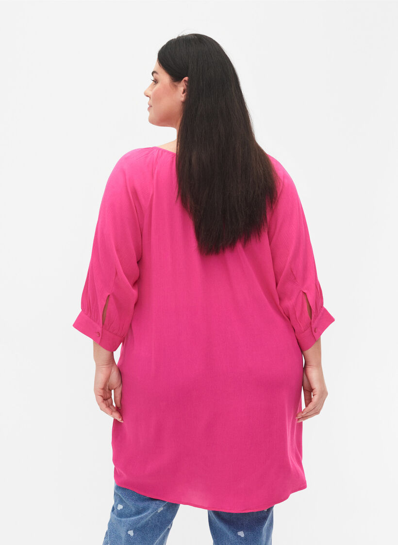 Tuniek van viscose met 3/4-mouwen, Roze, Model image number 2