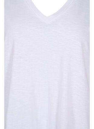 Effen kleur oversized v-hals t-shirt, Bright White, Packshot image number 2