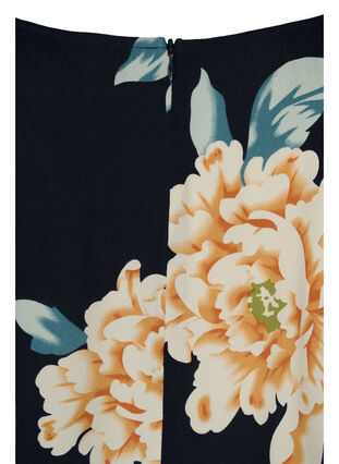 Blouse ample en viscose à imprimé fleuri, Roses on Navy, Packshot image number 3