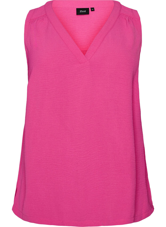 Mouwloze top met kreukeffecten, Roze, Packshot image number 0