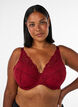 Soutien-gorge rembourr&eacute; en dentelle avec armatures, Rouge, Model image number 0