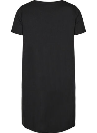Chemise de nuit à manches courtes en coton mélangé, Black, Packshot image number 1