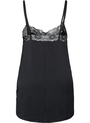 Pyjama jurk met kant en split, Black, Packshot image number 1