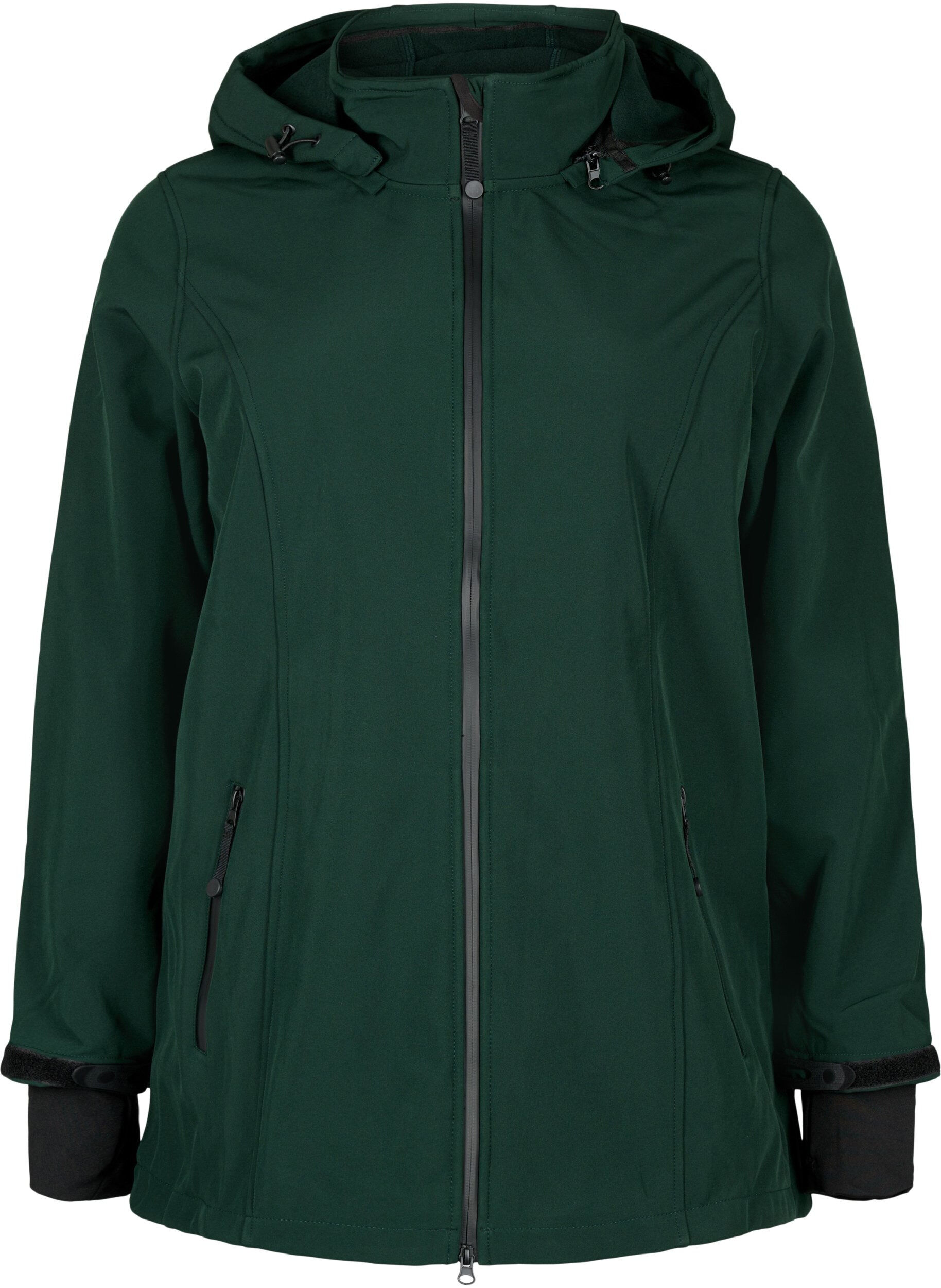 ZizziKorte softshell jas met afneembare capuchon, Groen, Packshot image number 0