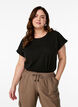 T-shirt met korte mouwen van katoenmix, Zwart, Model image number 0