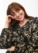 Blouse met lange mouwen, ruches en folieprint, Black Foil AOP, Model image number 2