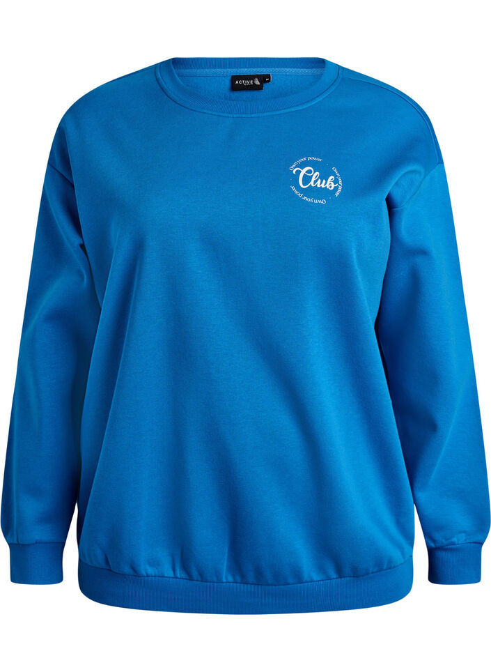 Sweatshirt avec imprim&eacute; texte, Bleu, Packshot image number 0