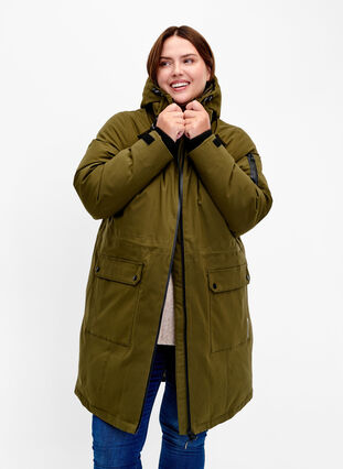 Veste d’hiver fonctionnelle avec capuche et poches, Winter Moss, Model image number 0