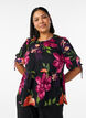 Blouse &agrave; imprim&eacute; floral et p&eacute;plum, Noir, Model image number 0