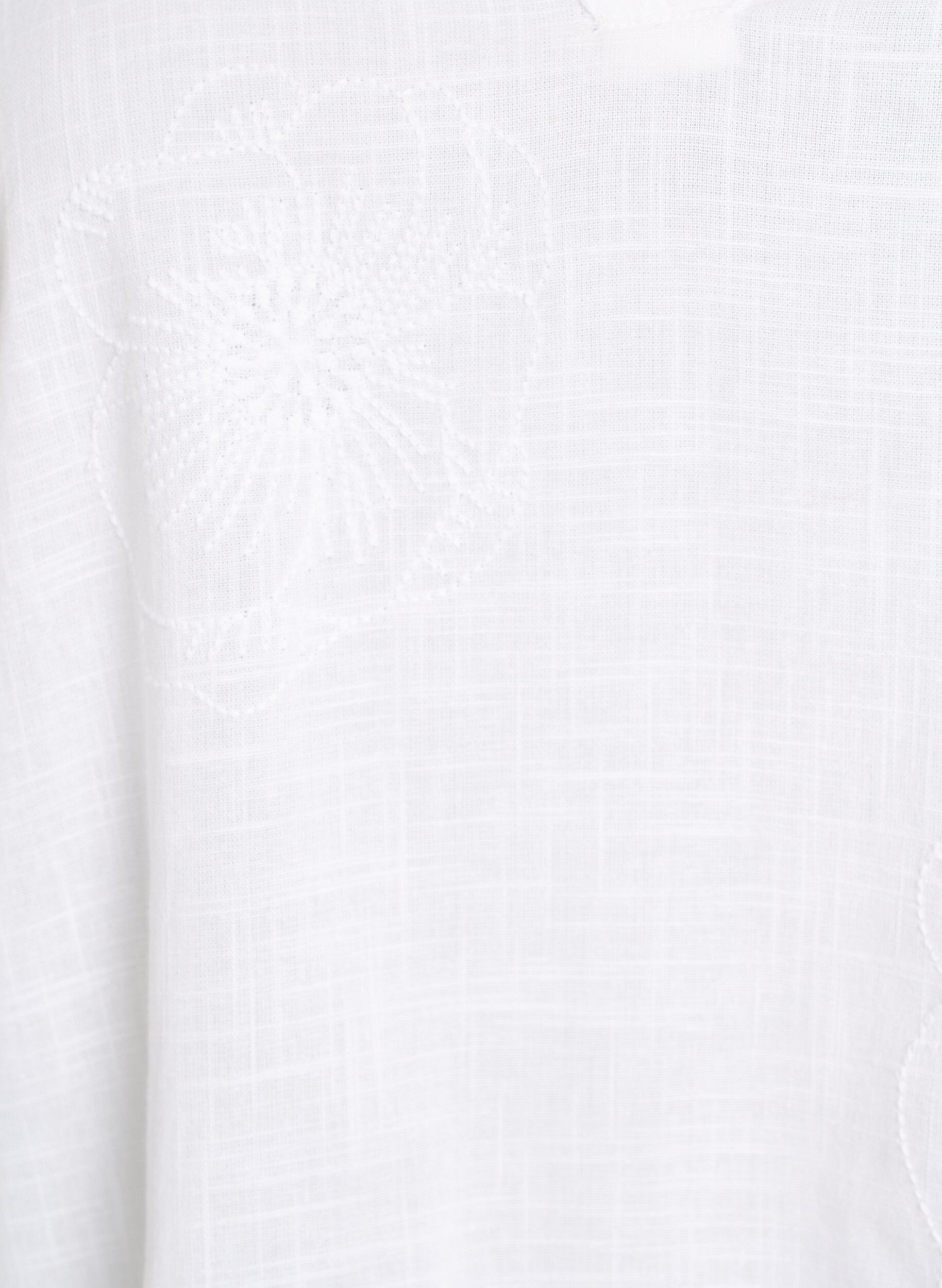 Zizzi Blouse en coton avec d&eacute;tails brod&eacute;s et manches 3/4, Blanc, Packshot image number 2