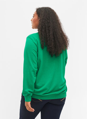 Sweat-shirt en coton avec imprimé de texte, Jolly Green, Model image number 1