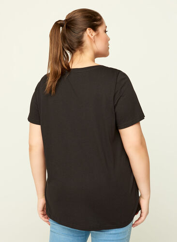 T-shirt coton avec joli imprimé , Black, Model image number 1
