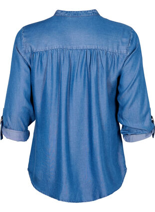 Chemise à manches 3/4 et à col rond, Medium Blue Denim, Packshot image number 1