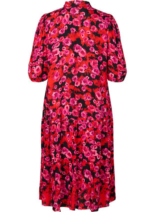 Robe longue fleurie en viscose, RED FLOWER AOP, Packshot image number 1