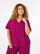 Viscose nachtblouse met hartjesprint, Rood, Model image number 0