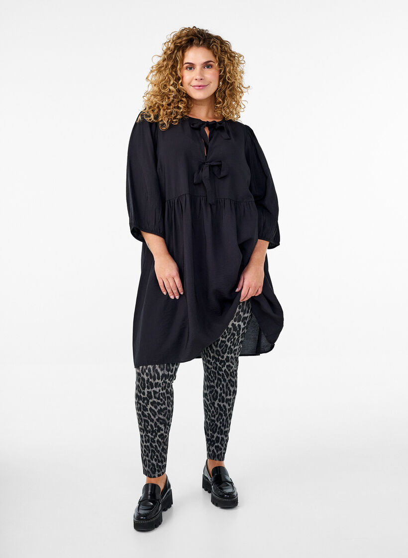 Leggings en viscose à imprimé léopard, Gris anthracite, Model image number 1