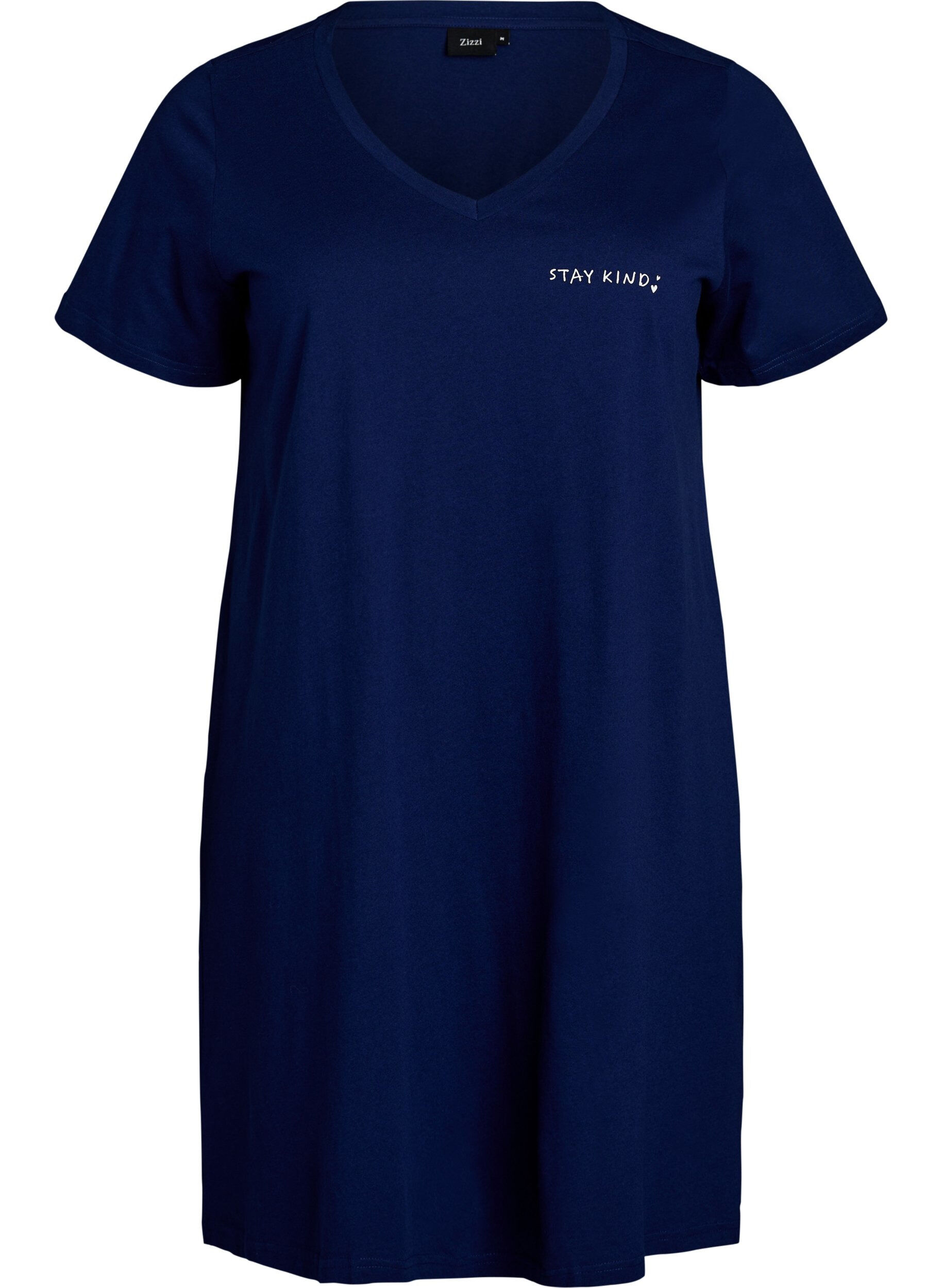 Chemise de nuit en coton biologique et &agrave; col en V