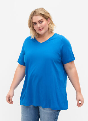 T-shirt à manches courtes avec forme en A, French Blue, Model image number 0
