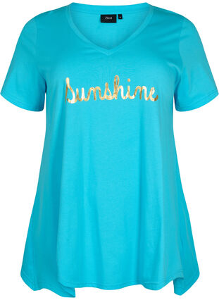 Katoenen t-shirt met korte mouwen, Blue Atoll Sunshine, Packshot image number 0