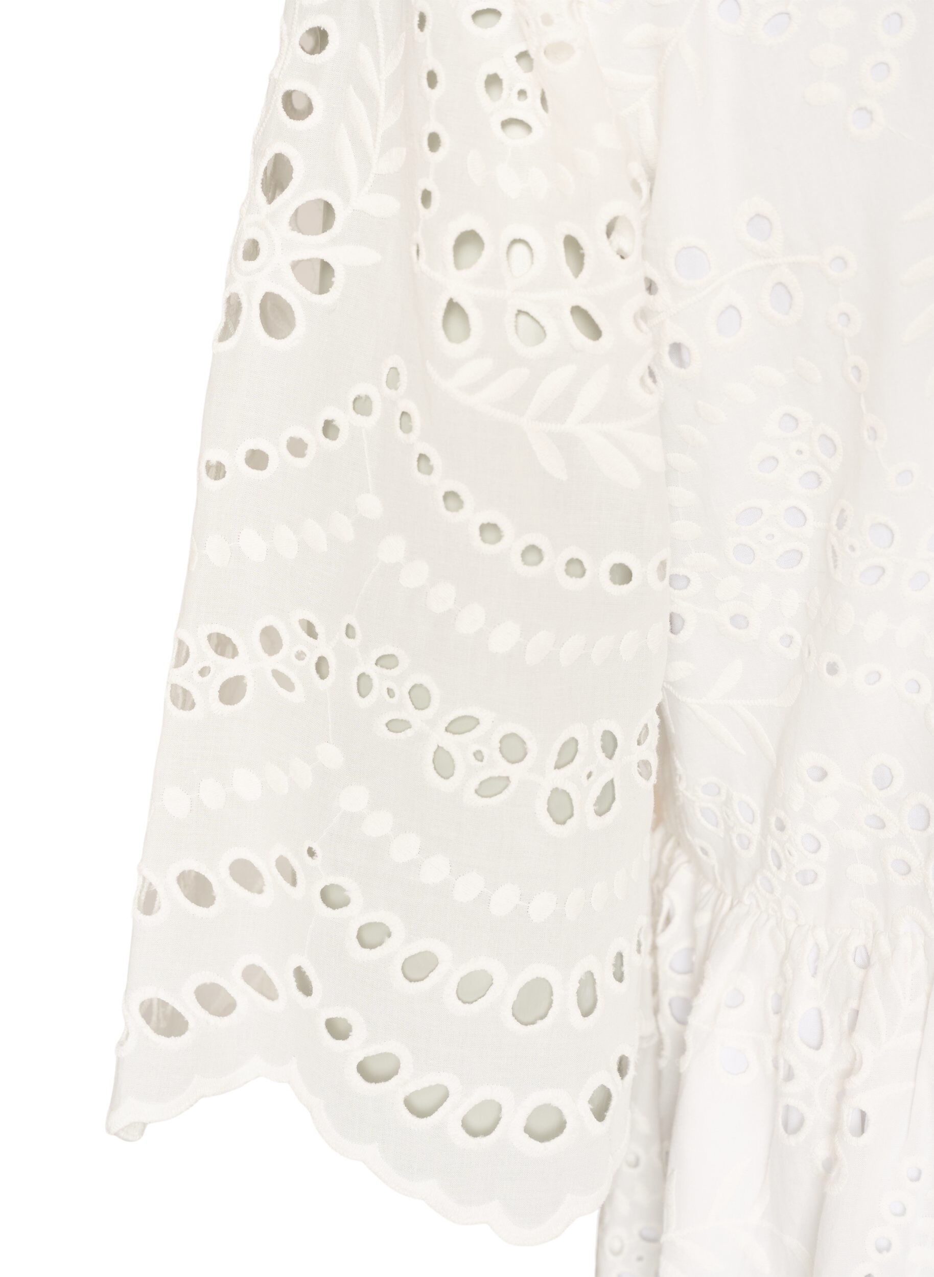 ZizziMidi-jurk met broderie anglaise en een empirelijn, Wit, Packshot image number 3