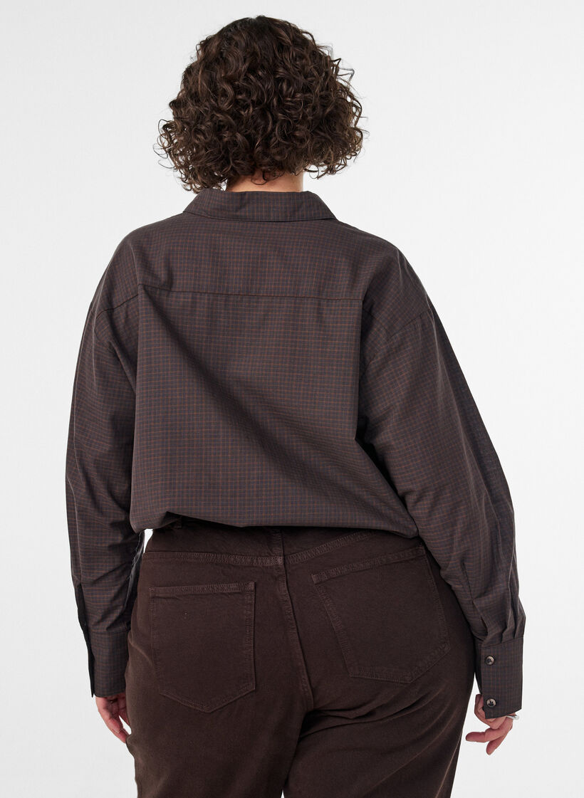 Katoenen overhemd met ruitpatroon, Bruin, Model image number 2