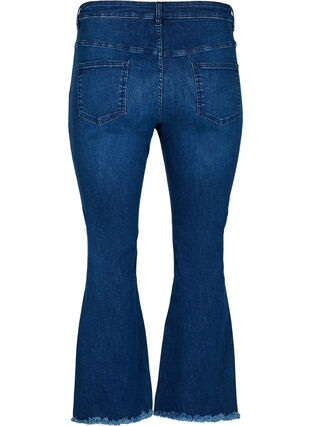 Ellen bootcut jeans met rauwe rand, Blue denim, Packshot image number 1