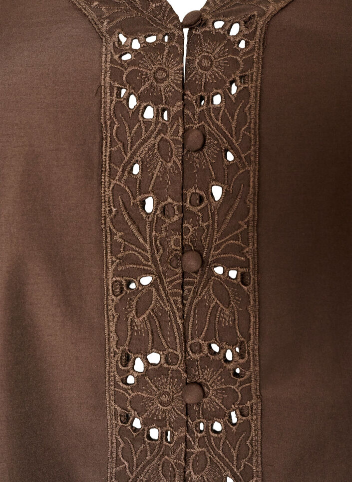 Blouse met broderie anglaise, Bruin, Packshot image number 2