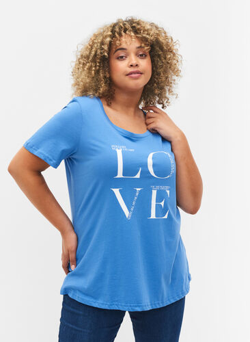 T-shirt en coton à manches courtes avec imprimé, Regatta LOVE, Model image number 0