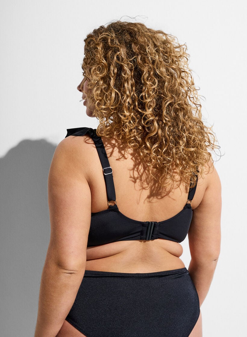 Bikinitop met ruchesdetails, Zwart, Model image number 2