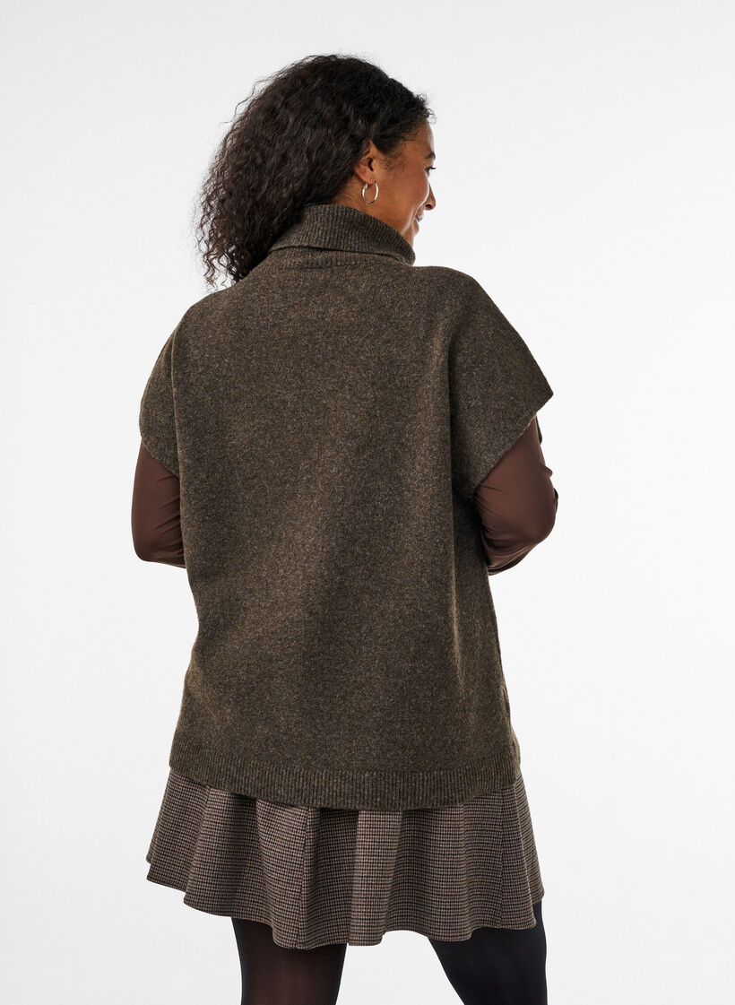 Gebreide vest met col, Bruin, Model image number 2