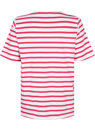 T-shirt rayé en coton biologique, Bright Rose Stripes, Packshot image number 1