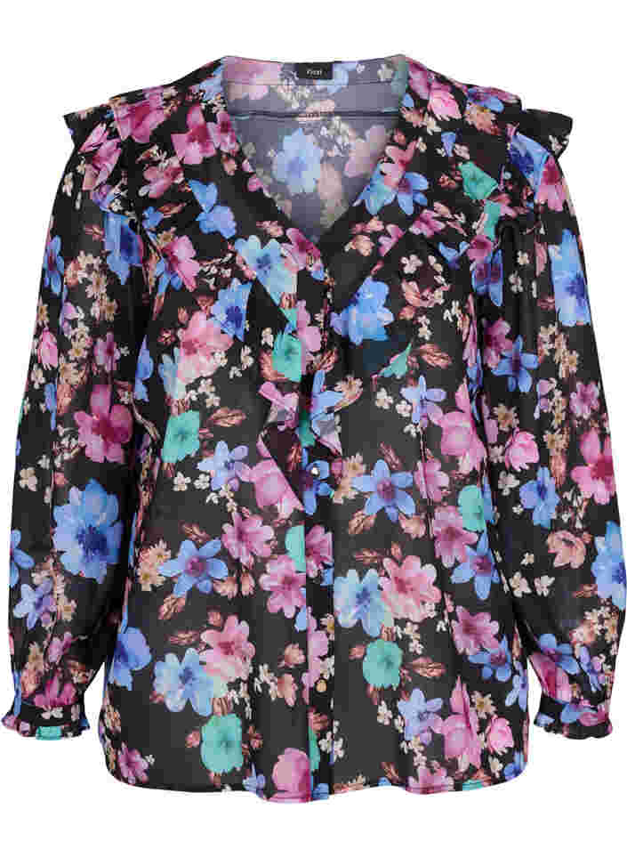 Bloemen blouse met kwastjes details, Bright Fall Print, Packshot