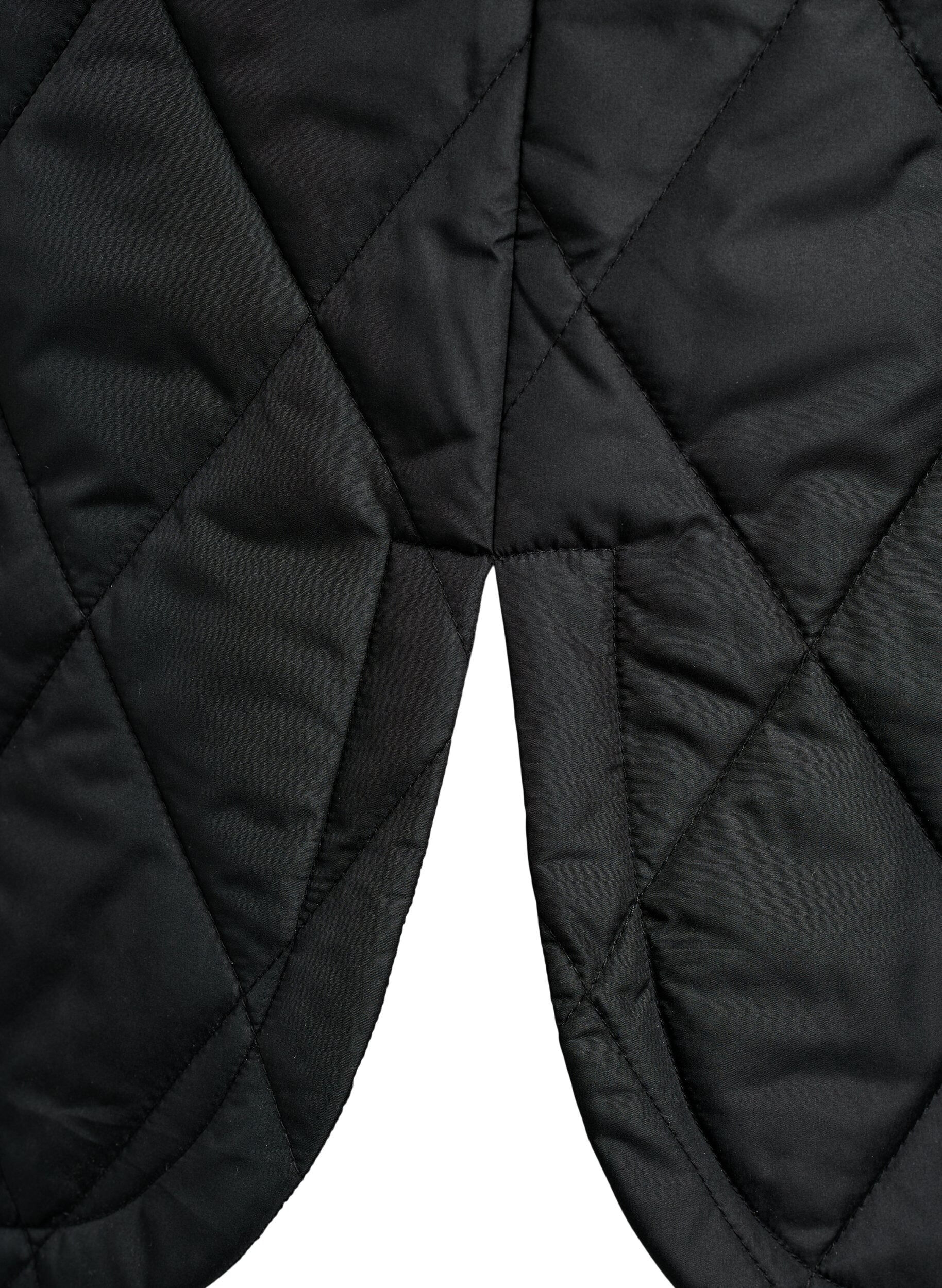 ZizziLange gewatteerde gilet met drukknoopsluiting, Zwart, Packshot image number 4