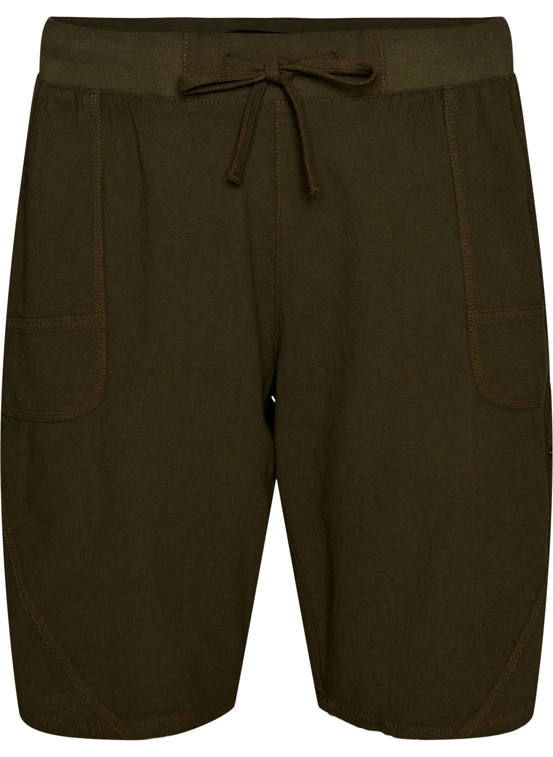 ZizziLosse katoenen short met zakken, Groen, Packshot image number 0