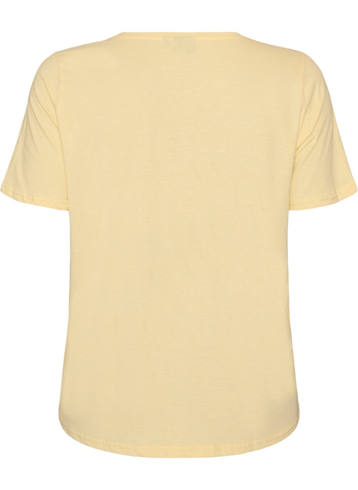 T-shirt met motief, Geel, Packshot image number 1
