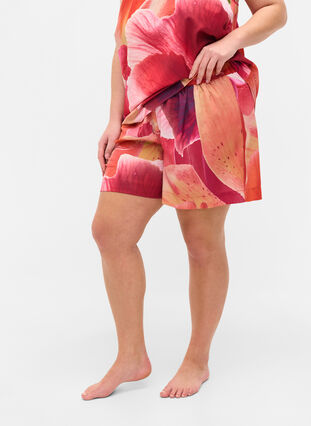 Short de pyjama à motifs avec cordon de serrage, Orange Pink AOP, Model image number 2