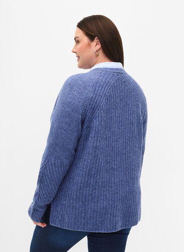 Pull en tricot avec fente, Gray Blue Mel., Model image number 1