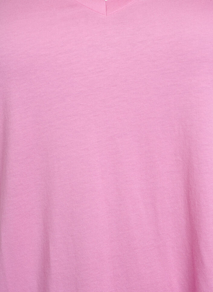 Enkelkleurig oversized T-shirt met V-hals, Roze, Packshot image number 2