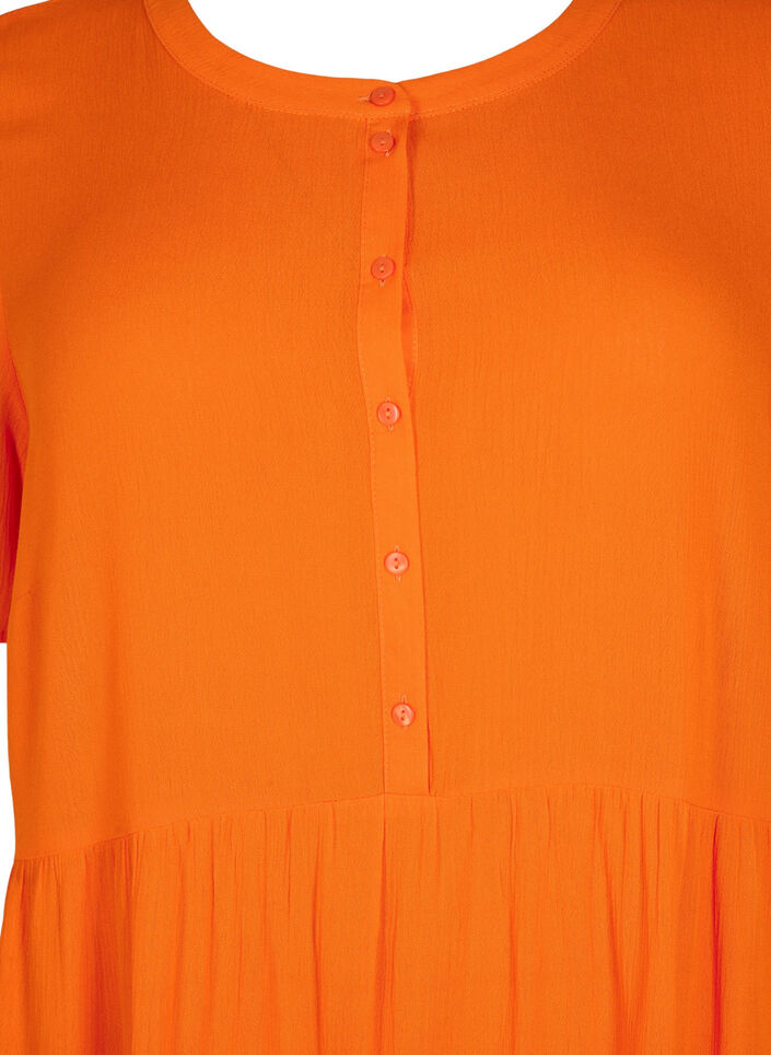 Robe en viscose à manches courtes en forme trapèze , Exuberance, Packshot image number 2