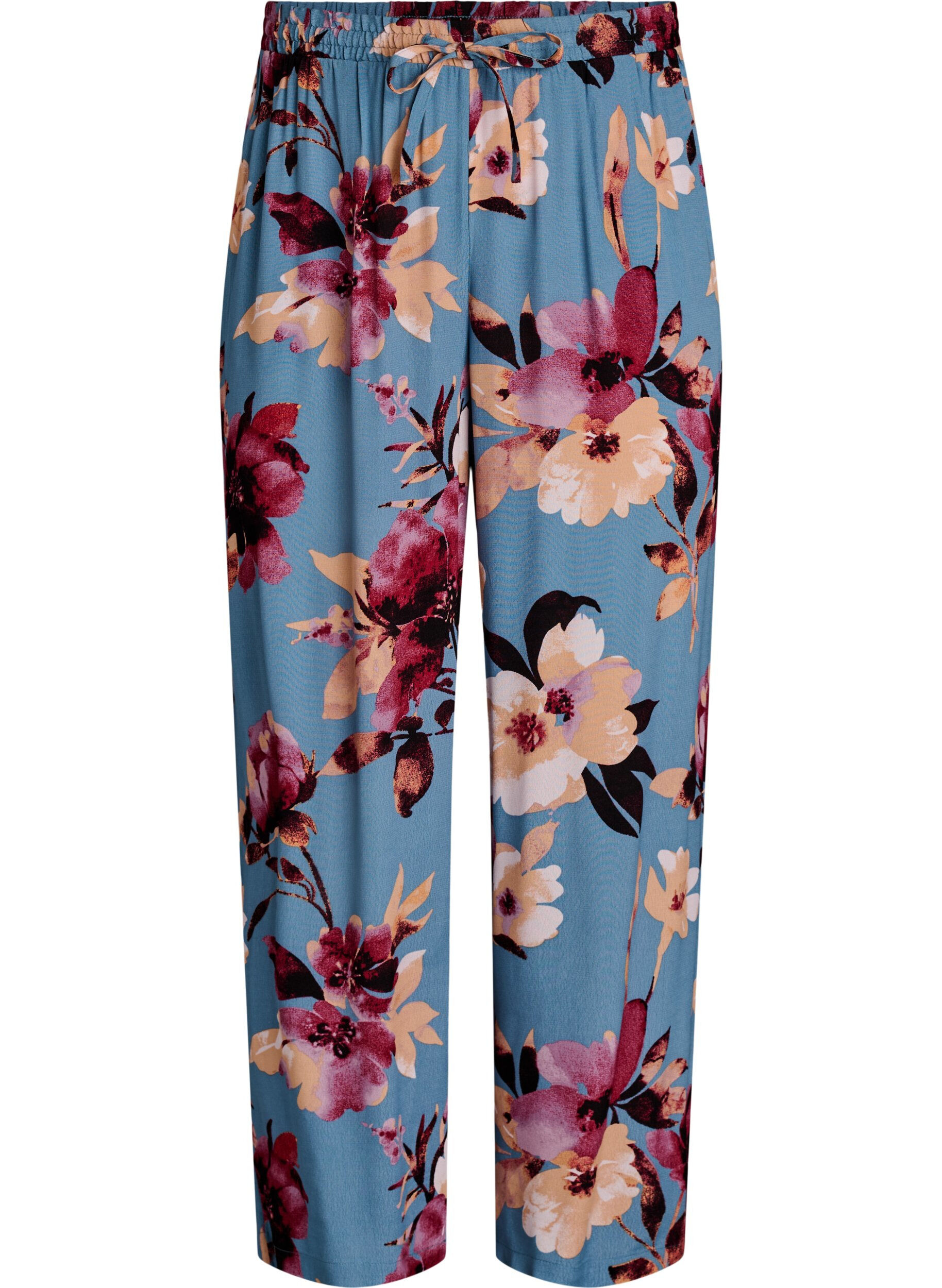 ZizziLosse viscose broek met print, Blauw, Packshot image number 0