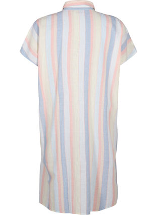 Lang shirt van katoenmix met linnen, Multi Color Stripe, Packshot image number 1