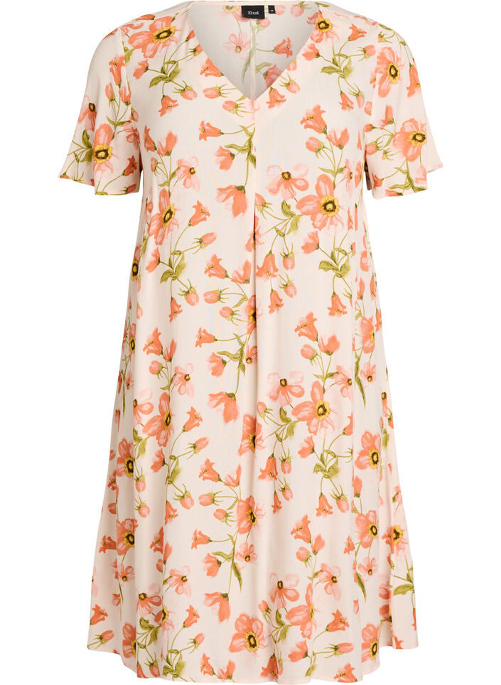 Viscose A-lijn jurk, Roze, Packshot image number 0