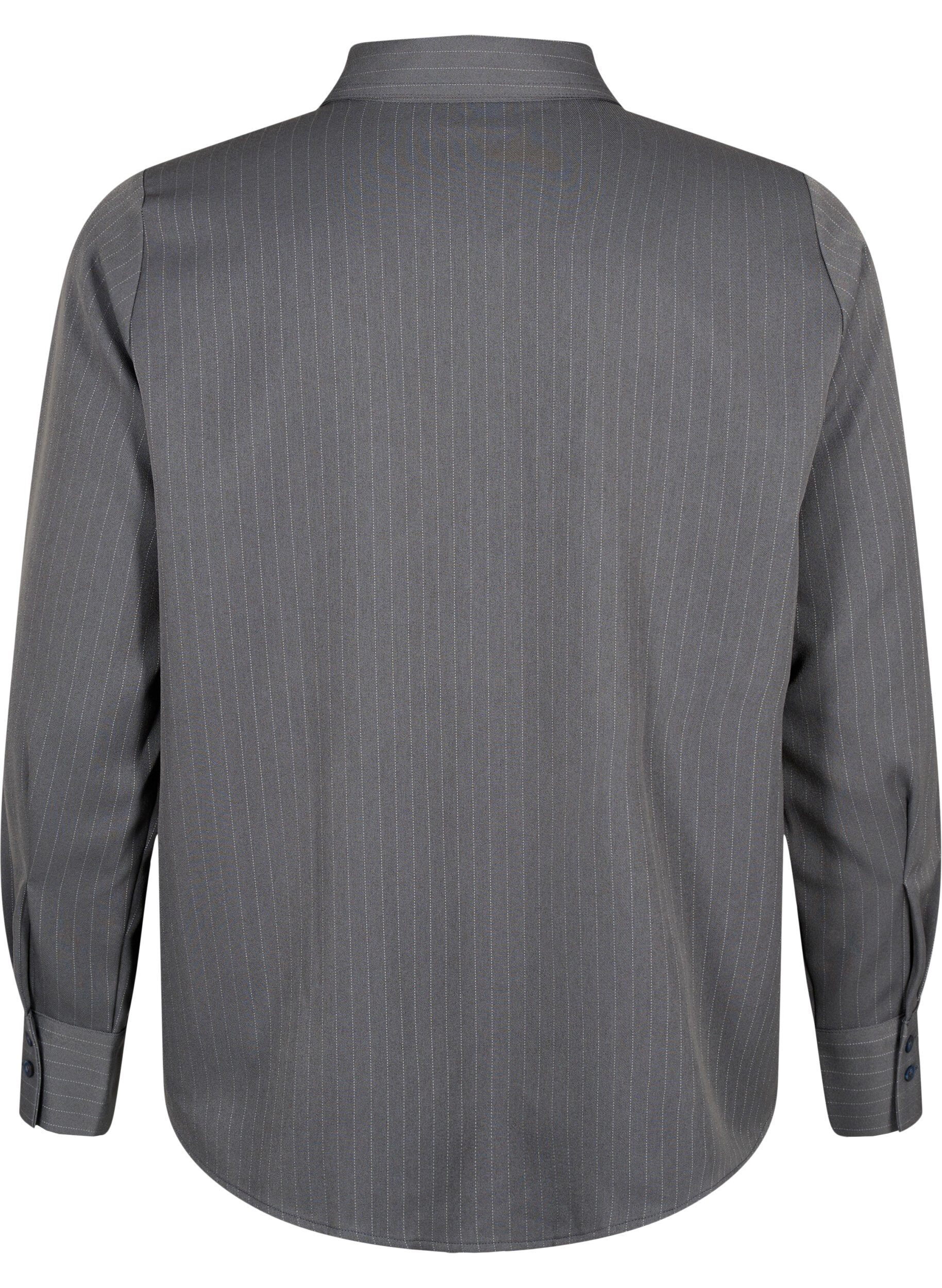 ZizziKrijtstreepoverhemd met borstzakken, Dark Shadow Pin St., Packshot image number 1