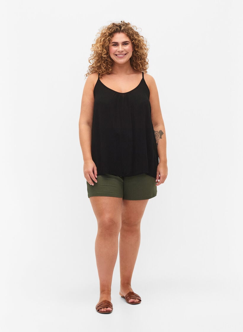 Top &agrave; bretelles en viscose, Noir, Model image number 1