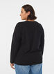 Blouse basique en jersey &agrave; manches longues, Noir, Model image number 2