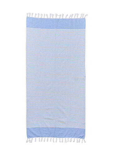 Serviette rayée avec franges, Light Blue Melange, Packshot image number 1