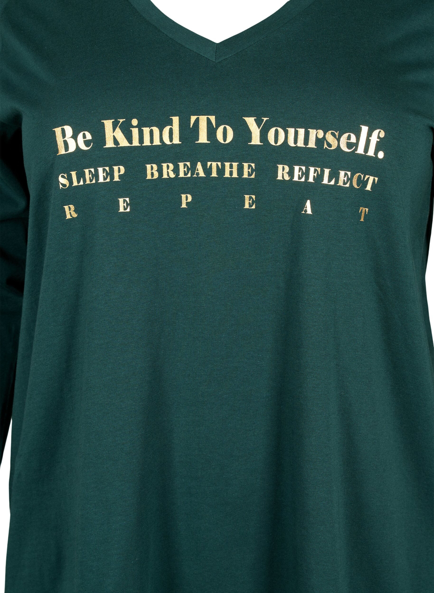 ZizziKatoenen nachthemd met tekstopdruk, Scarab, Packshot image number 2