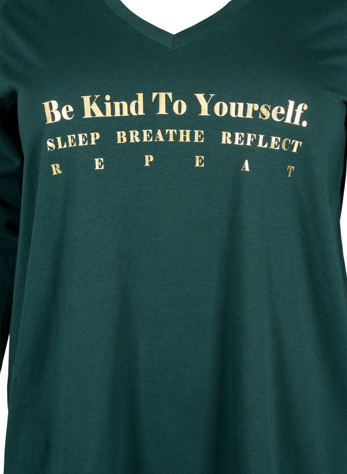 Chemise de nuit en coton avec impression de texte, Scarab, Packshot image number 2