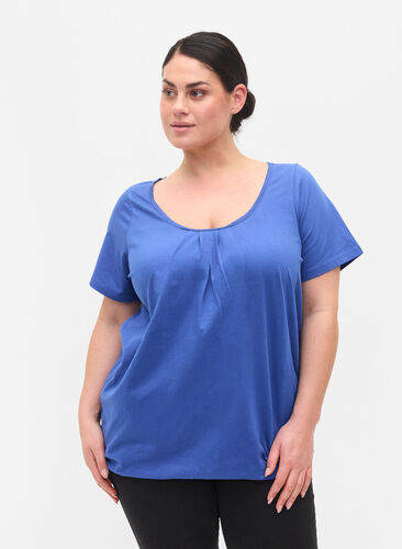 T-shirt en coton à manches courtes, Dazzling Blue, Model image number 0
